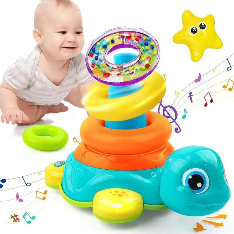 Bump & Go Crawling Turtle Stacking Set With Light & Sound For Babies 6 months – 2 Years